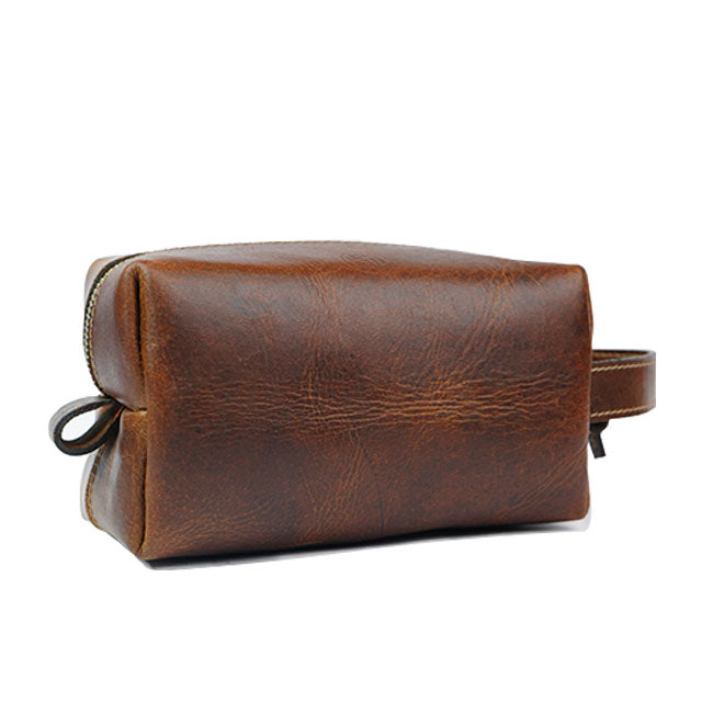 Genuine Leather Traveling toiletry Bag, Dopp Kit or Cosmetic Bag