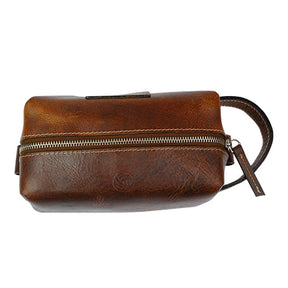 Genuine Leather Traveling toiletry Bag, Dopp Kit or Cosmetic Bag