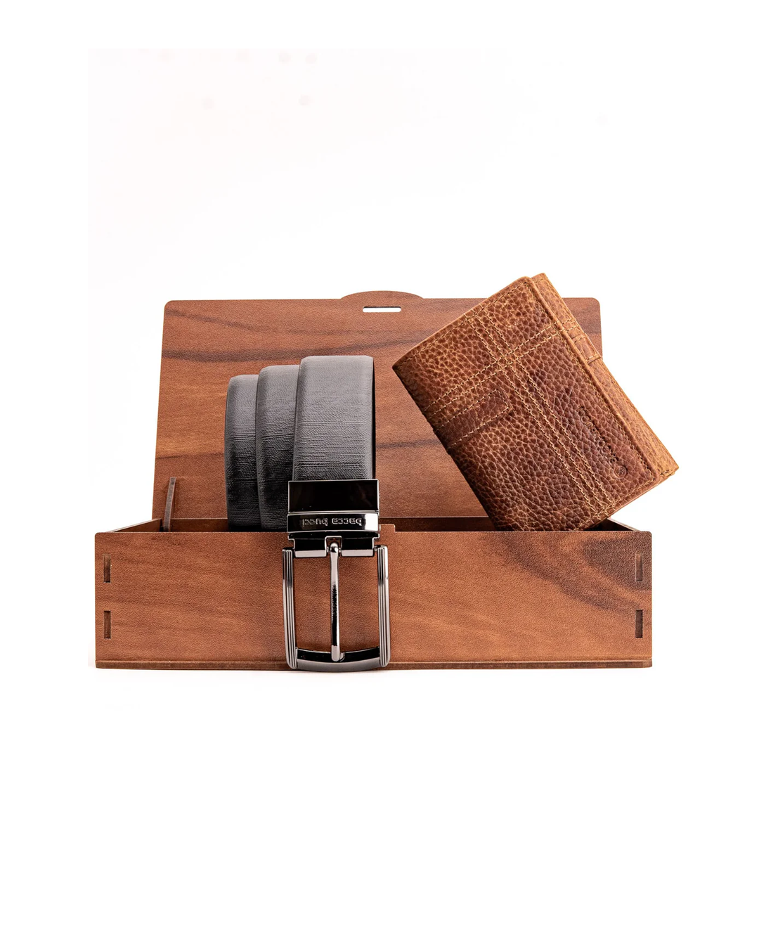 Bacca Bucci Premium Gift Combo: Classic Wallet & Stylish Belt in Elegant Wooden Box