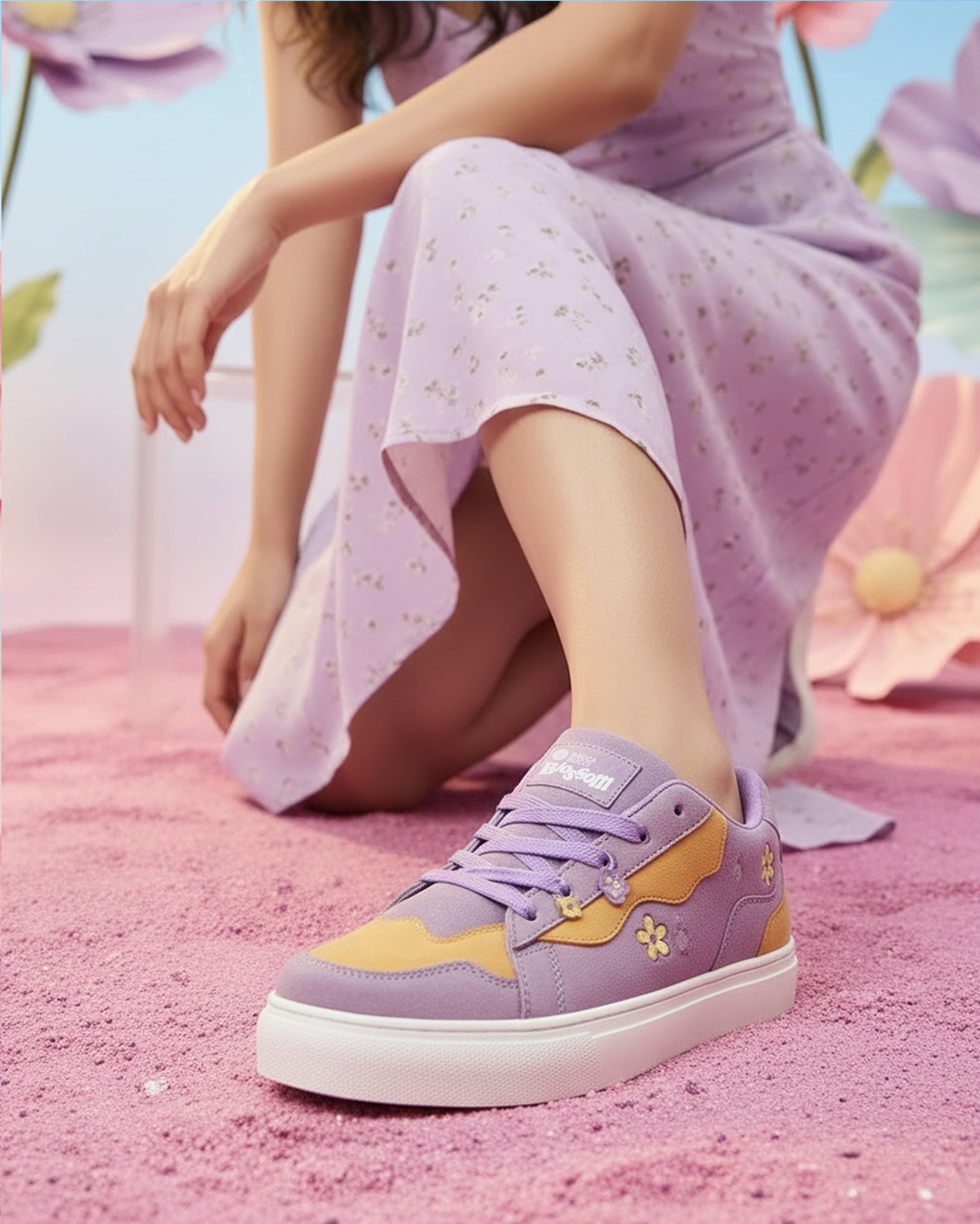 Bacca Bucci Blossom—Fresh Bloom Leather Sneakers for Women