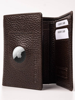 Bacca Bucci Trifold Leather Wallet with AirTag Holder