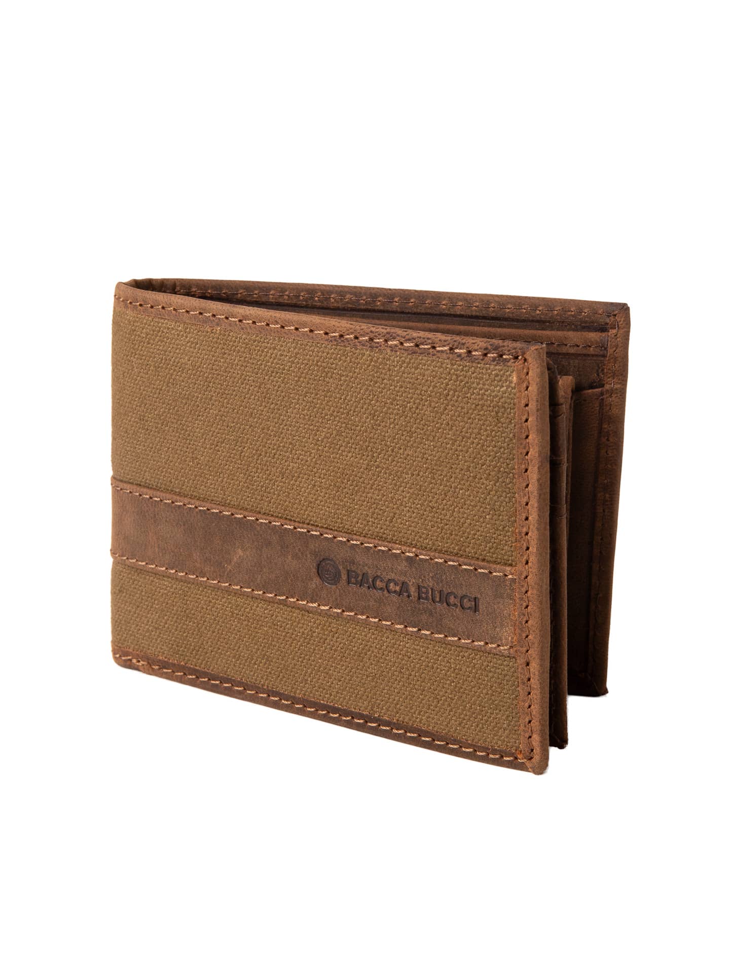 Bacca Bucci Rustic Rover Leather & Canvas Wallet