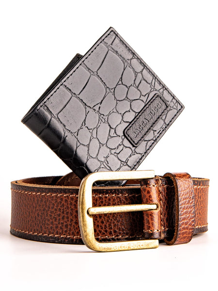 Bacca Bucci Premium Gift Combo: Classic Wallet & Stylish Belt in Elegant Wooden Box