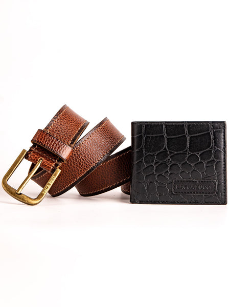 Bacca Bucci Premium Gift Combo: Classic Wallet & Stylish Belt in Elegant Wooden Box