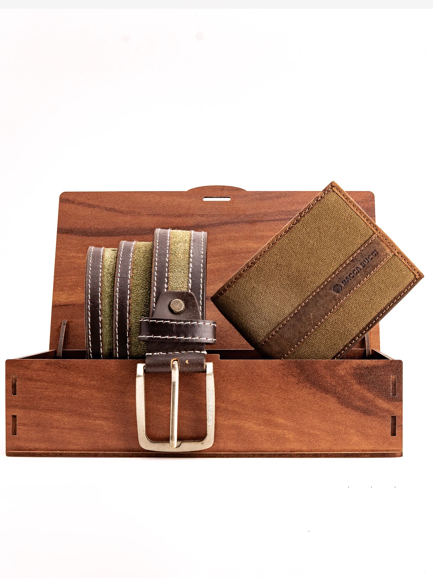 Bacca Bucci Premium Gift Combo: Classic Wallet & Stylish Belt in Elegant Wooden Box