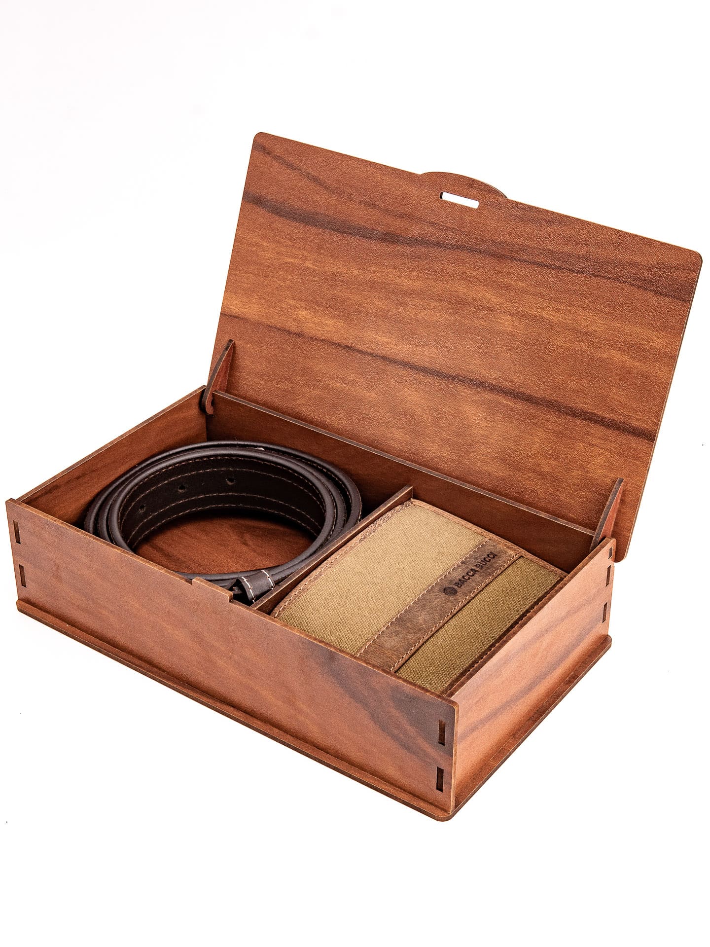 Bacca Bucci Premium Gift Combo: Classic Wallet & Stylish Belt in Elegant Wooden Box