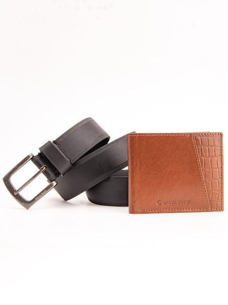 Bacca Bucci Premium Gift Combo: Classic Wallet & Stylish Belt in Elegant Wooden Box