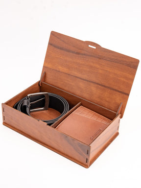 Bacca Bucci Premium Gift Combo: Classic Wallet & Stylish Belt in Elegant Wooden Box