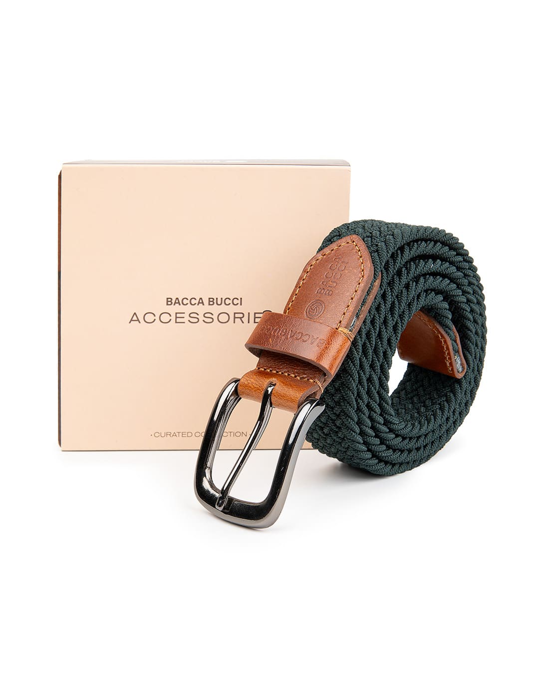 Bacca Bucci Men's Premium Elastic Braided Stretch Belt—Perfect for Golf, Casual, and Everyday Wear