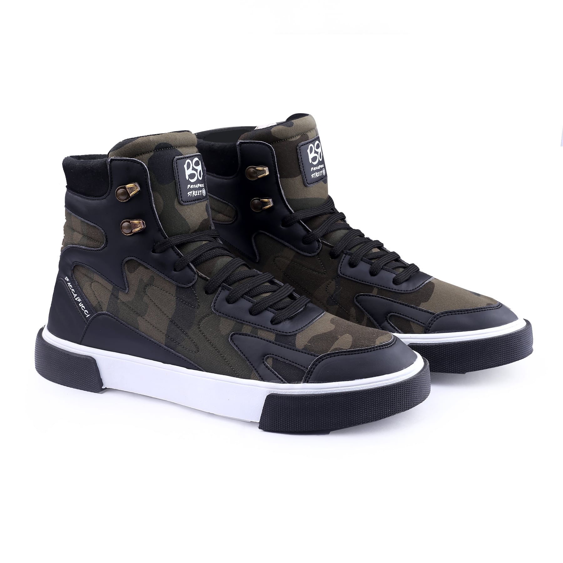 Bacca Bucci PUNISHER Military Style camouflage Print High-Top Streetwear Sneakers