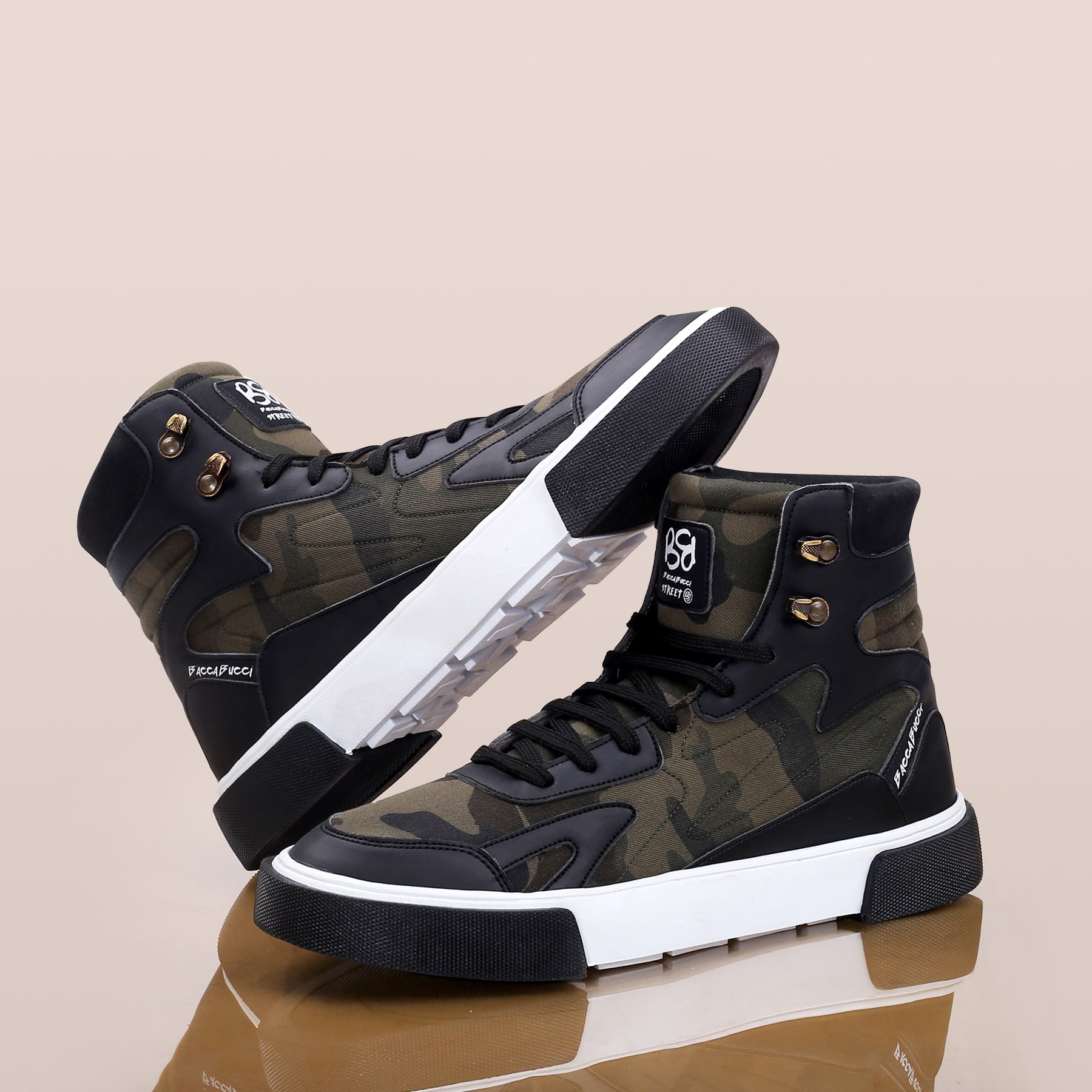 Bacca Bucci PUNISHER Military Style camouflage Print High-Top Streetwear Sneakers