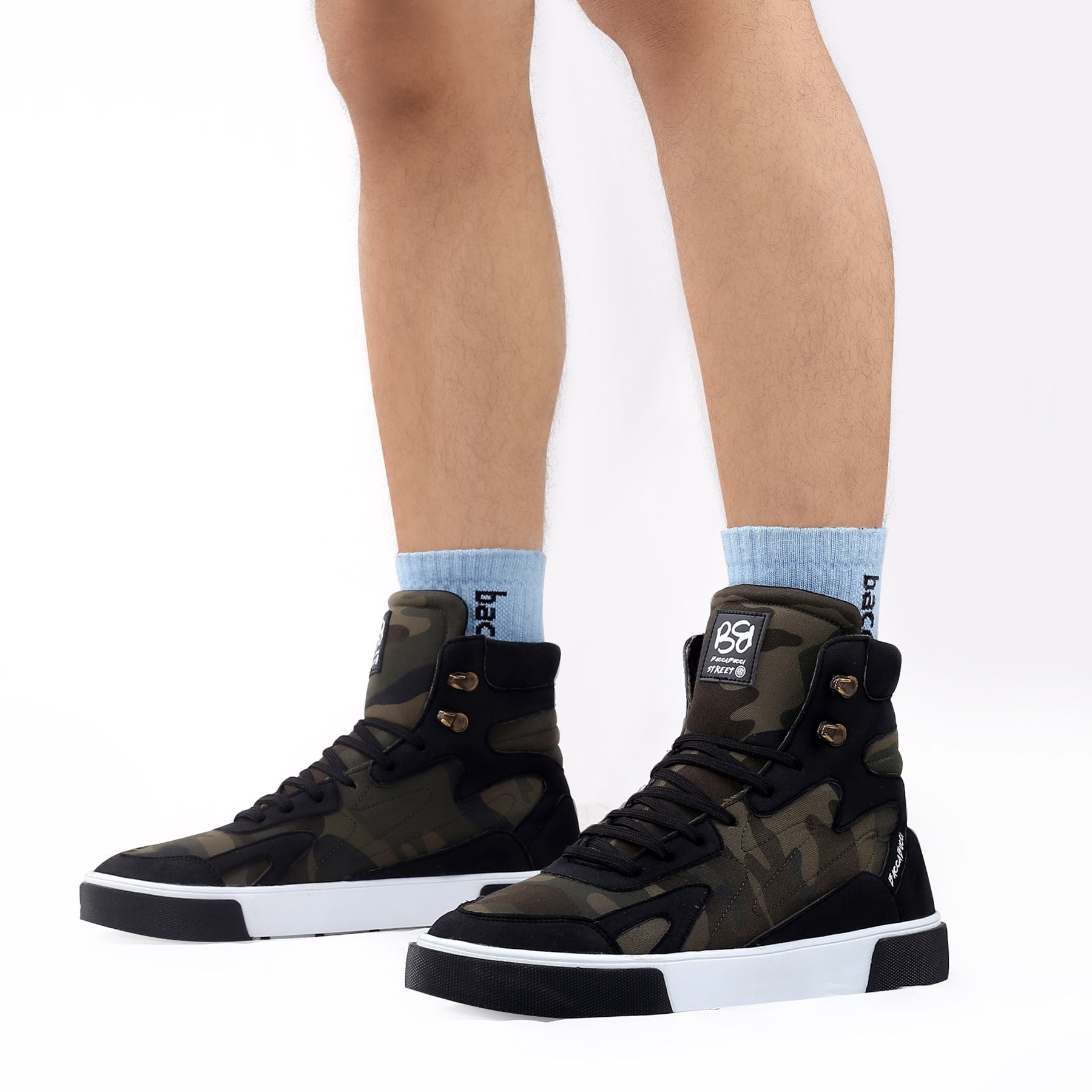 Bacca Bucci PUNISHER Military Style camouflage Print High-Top Streetwear Sneakers