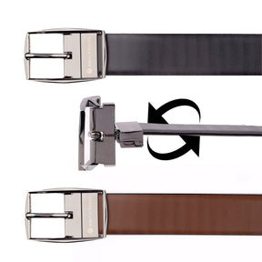 Bacca Bucci Reversible Genuine leather Classic Dress belt for Men-Black & Brown