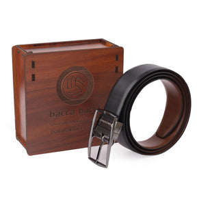 Bacca Bucci Reversible Genuine leather Classic Dress belt for Men-Blac