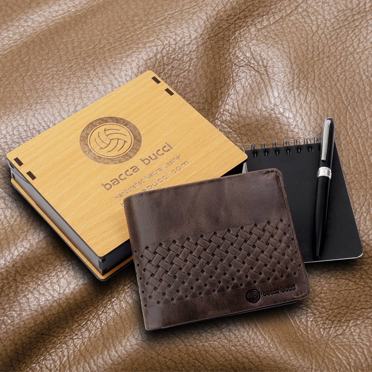 Bacca Bucci Leather Series Textured Bifold Wallet for Men