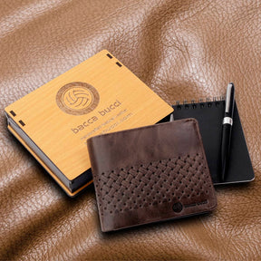 Bacca Bucci Leather Series Textured Bifold Wallet for Men