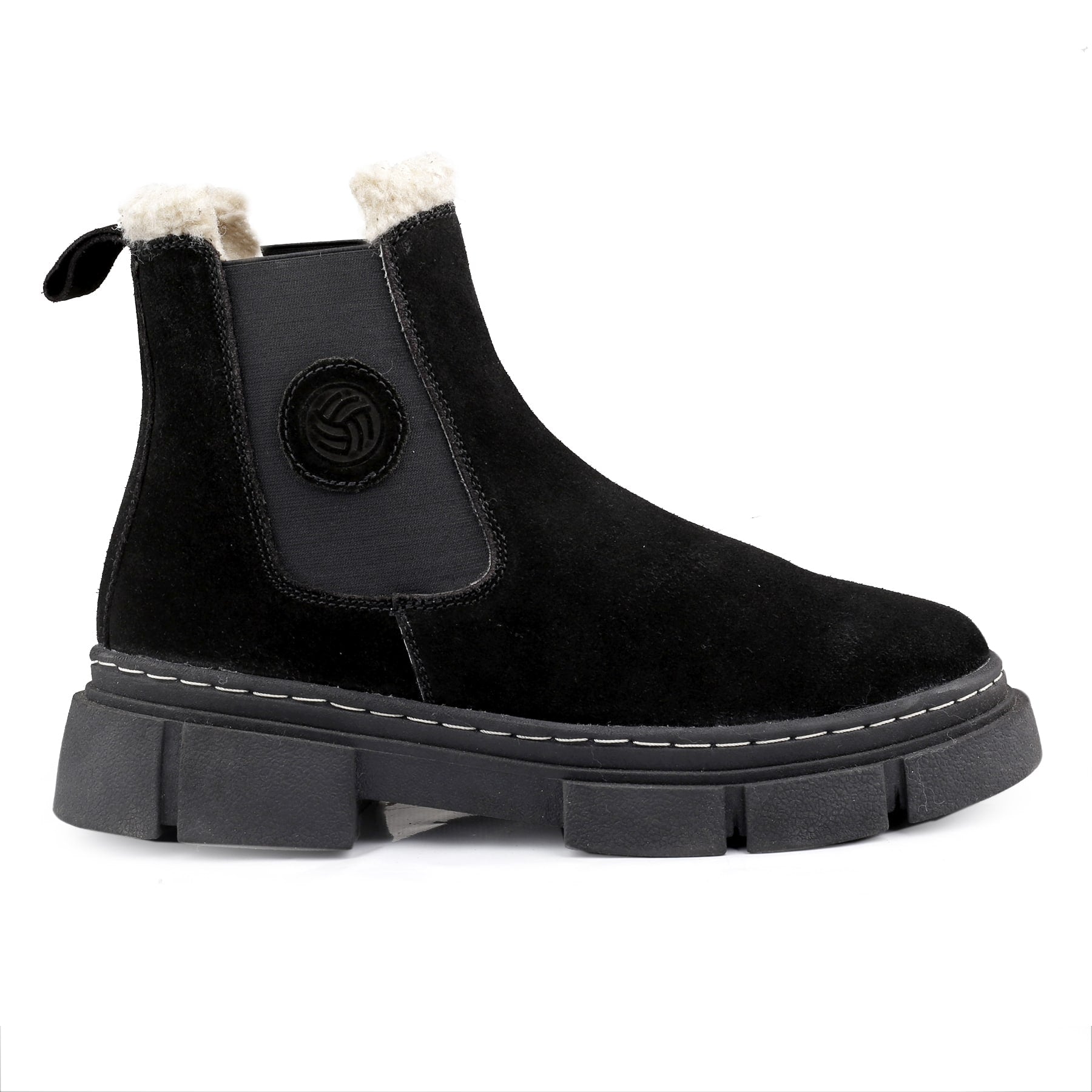 Bacca Bucci ALPINE ARMOR Genuine Suede Leather Chelsea Snow Men's Boots With Chunky Rubber Lug Sole with Fur