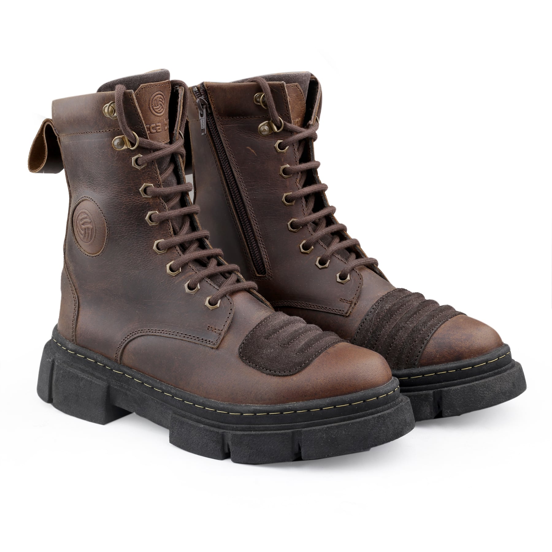 Bacca Bucci SINISTER Oil Pull-Up leather combat boots for Men With chunky rubber lug sole | Genuine Leather Boots