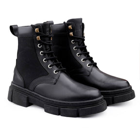 Bacca Bucci PATHFINDER brushed leather combat boots for Men with chunky rubber lug sole | Genuine Leather Boots