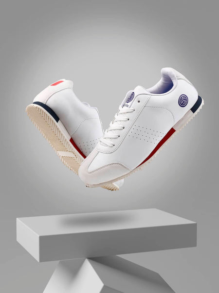 Bacca Bucci Zest RetroDash Sneakers – Sleek White Elegance with a Sporty Red Heel Pop