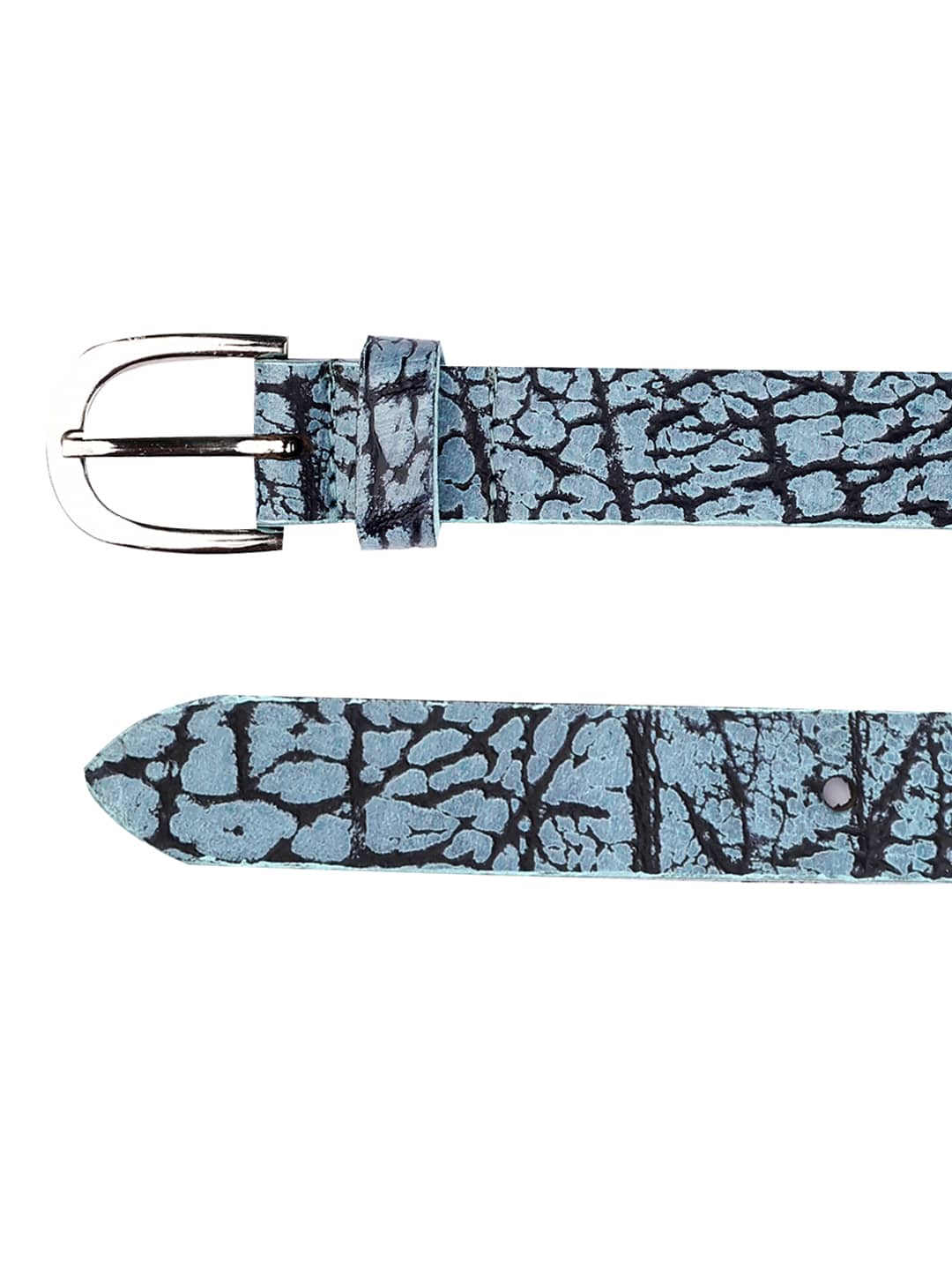 Bacca Bucci Azure Serpentine 22mm Textured Fashion Belt for Women, Genuine Leather