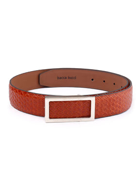 Bacca Bucci 'Elegante Viper' Men's Genuine Leather Belt with Premium Imported Pin Buckle in Signature Wooden Gift Box - 35mm