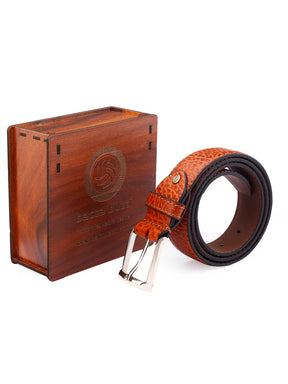 Bacca Bucci 'Sartorial Elegante' Men's Genuine Leather Belt - 35mm Imported Pin Buckle in Signature Wooden Gift Box