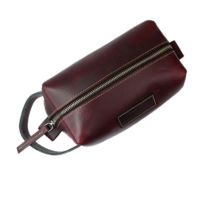 Genuine Leather Traveling toiletry Bag, Dopp Kit or Cosmetic Bag