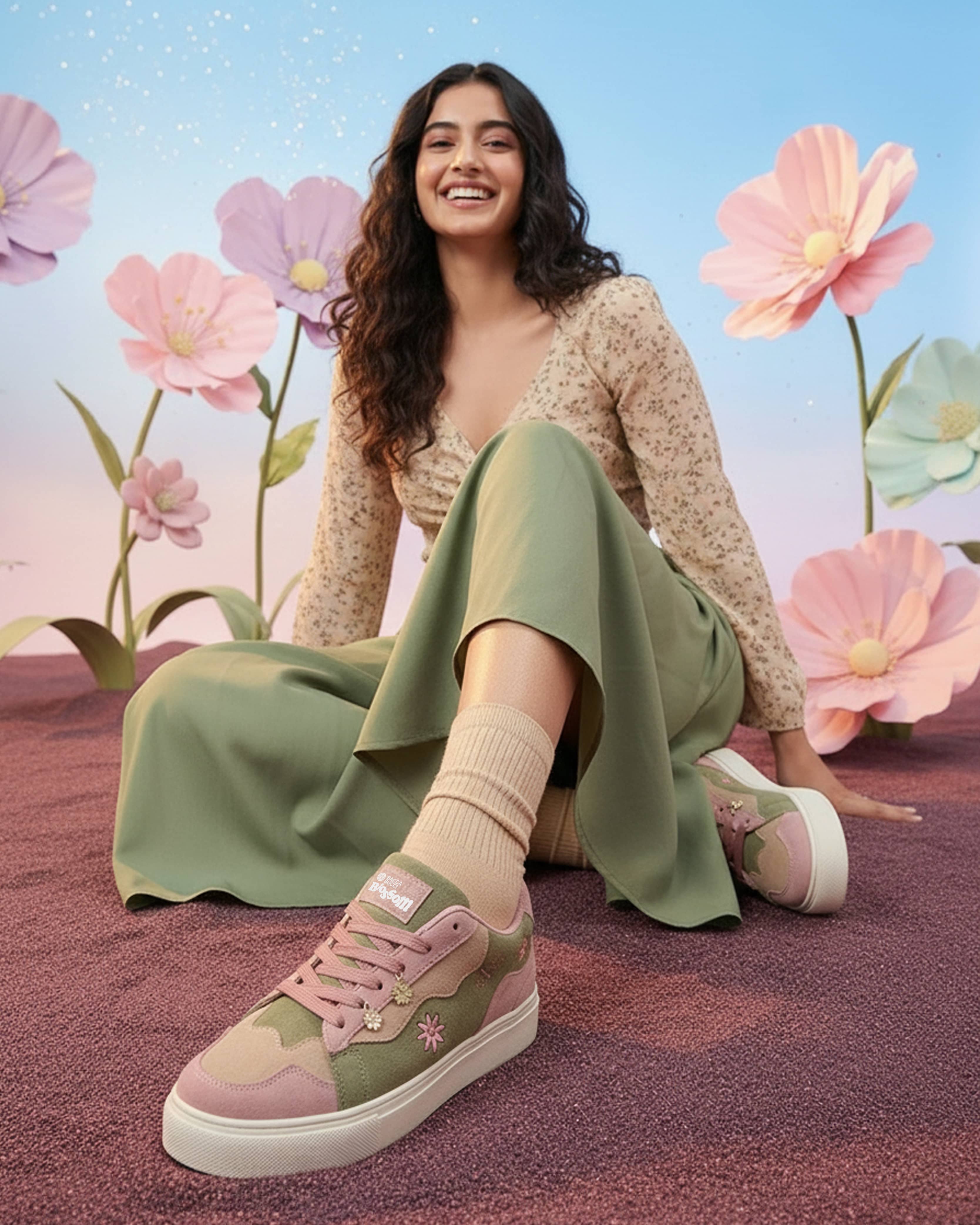 Bacca Bucci Blossom—Fresh Bloom Leather Sneakers for Women