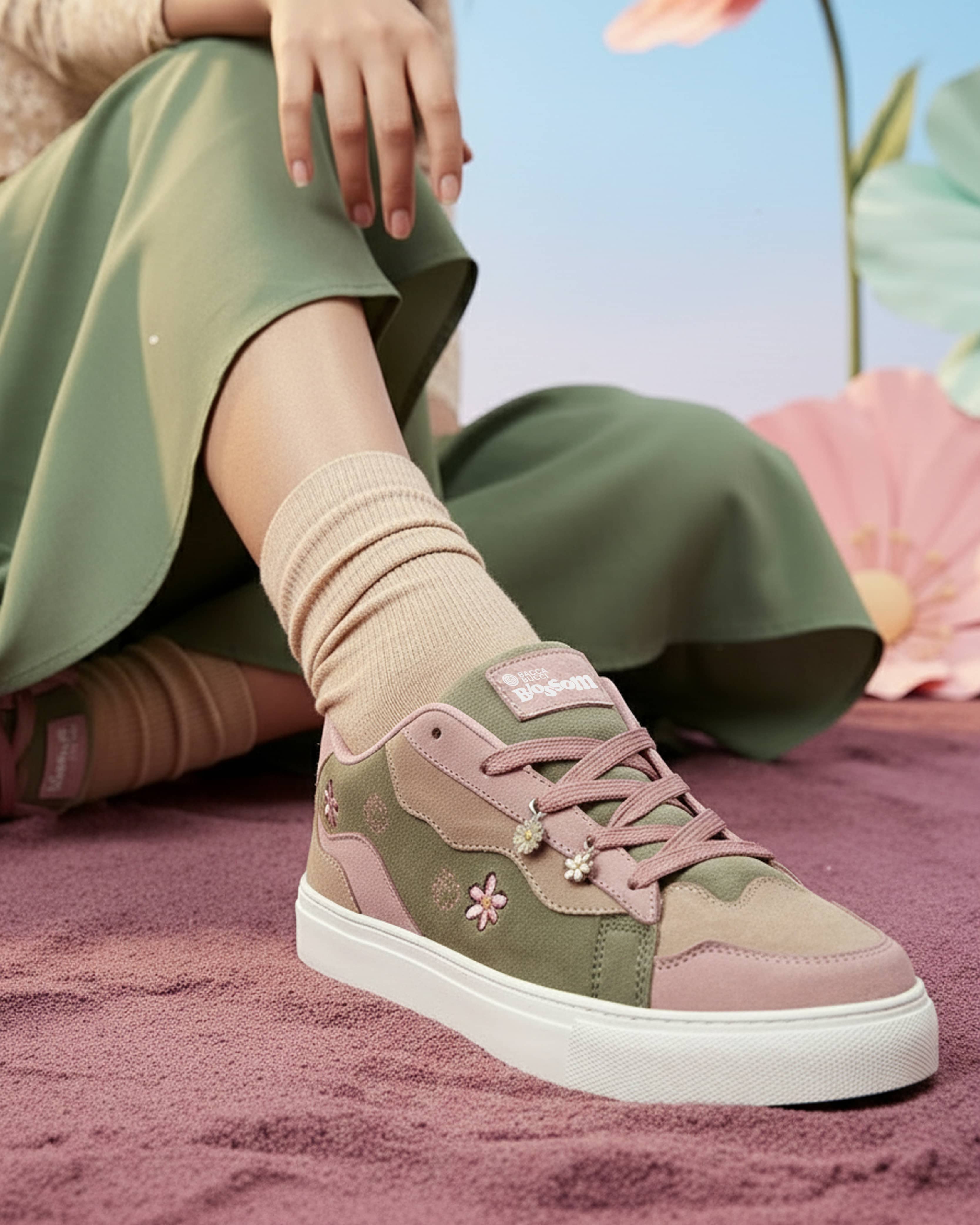 Bacca Bucci Blossom—Fresh Bloom Leather Sneakers for Women