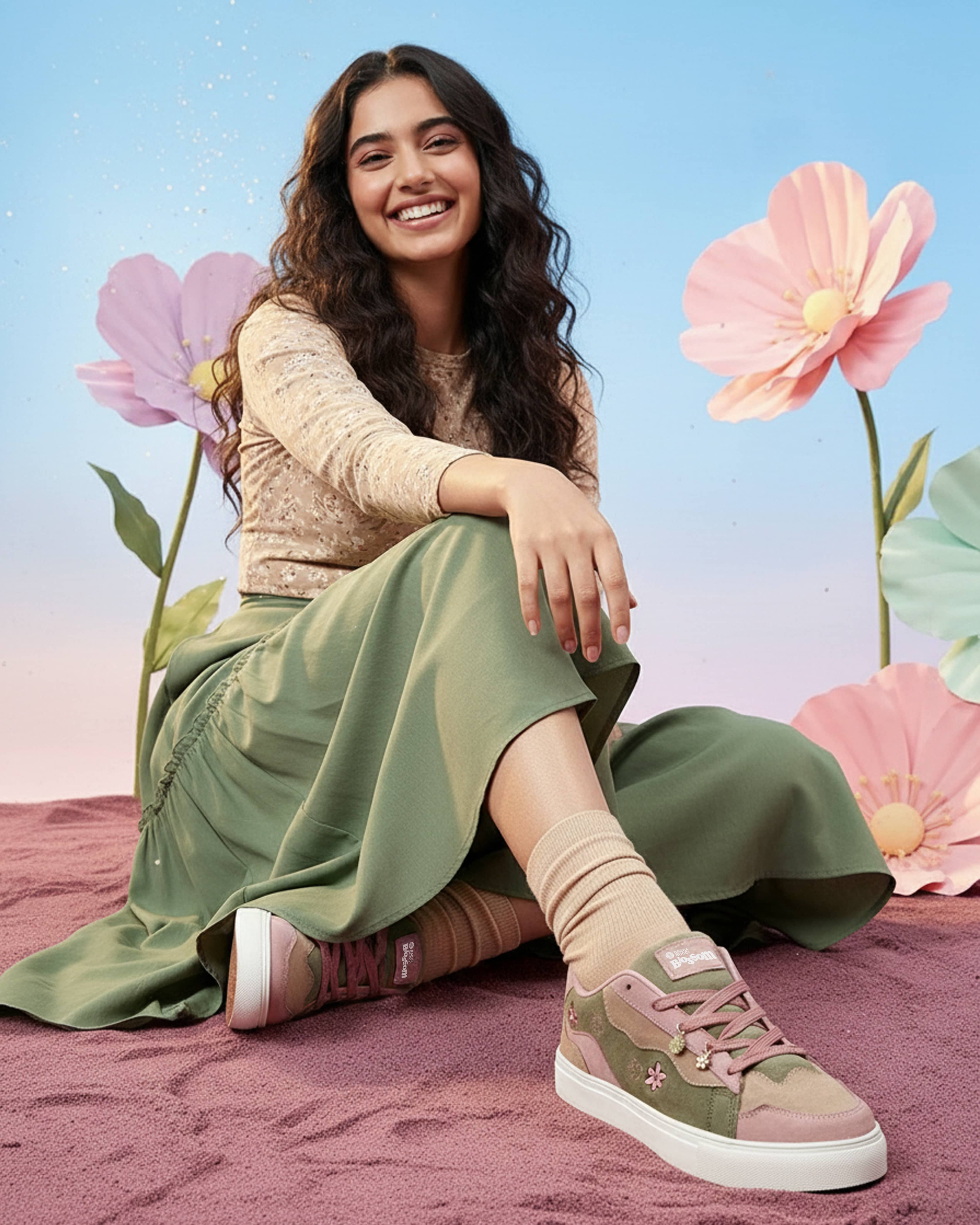 Bacca Bucci Blossom—Fresh Bloom Leather Sneakers for Women