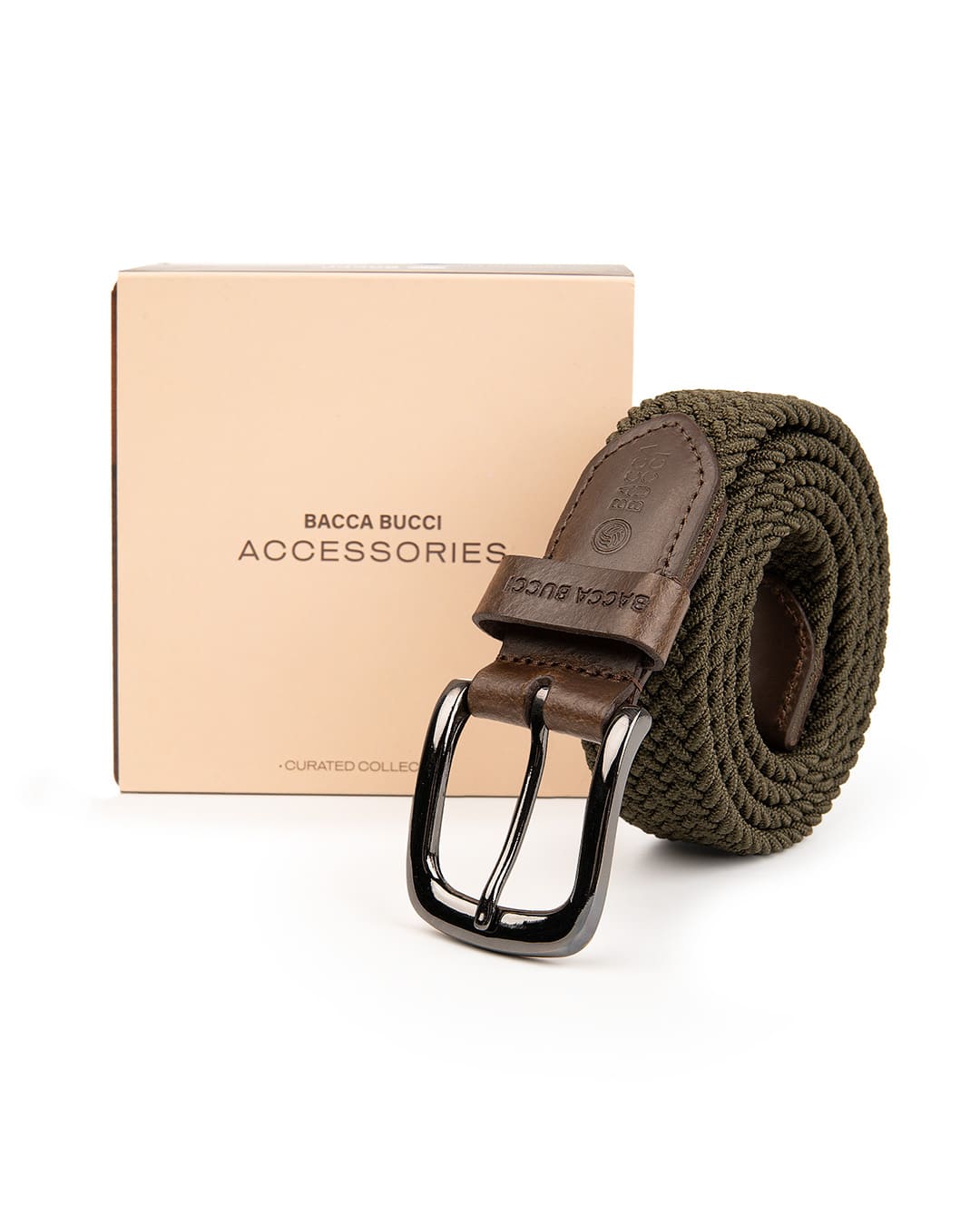 Bacca Bucci Men's Premium Elastic Braided Stretch Belt—Perfect for Golf, Casual, and Everyday Wear