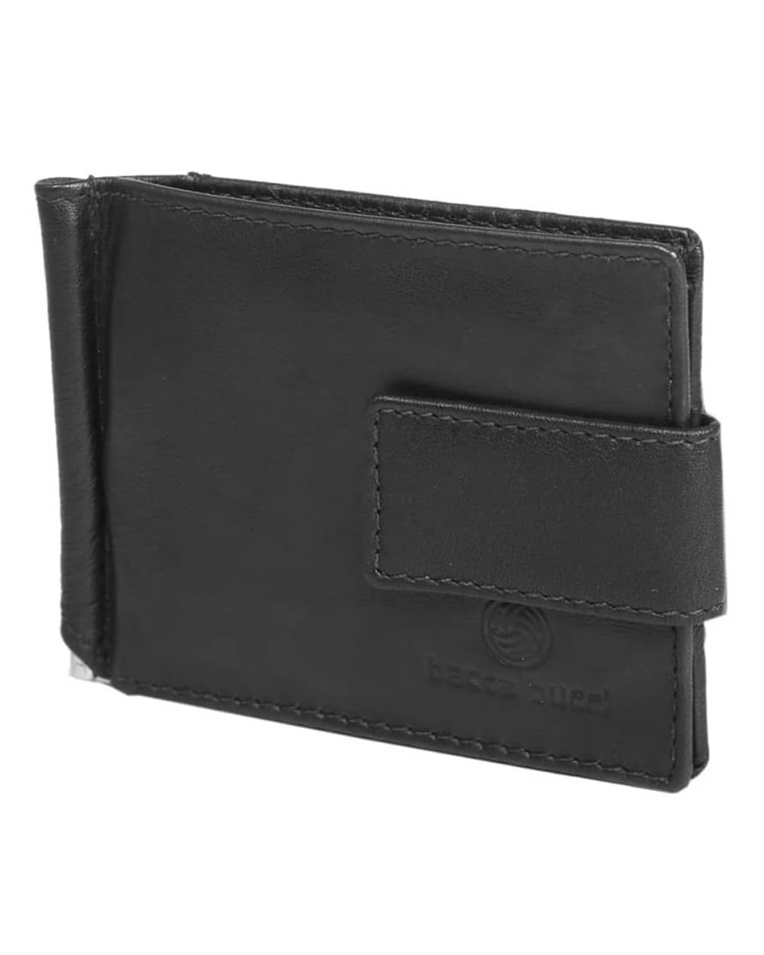 Bacca Bucci black leather wallet with a card holder on a white background.