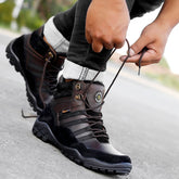 Bacca Bucci Men's MOUNTAIN Splash-Proof Leather Biker Boots- Trekking Backpacking & Hiking