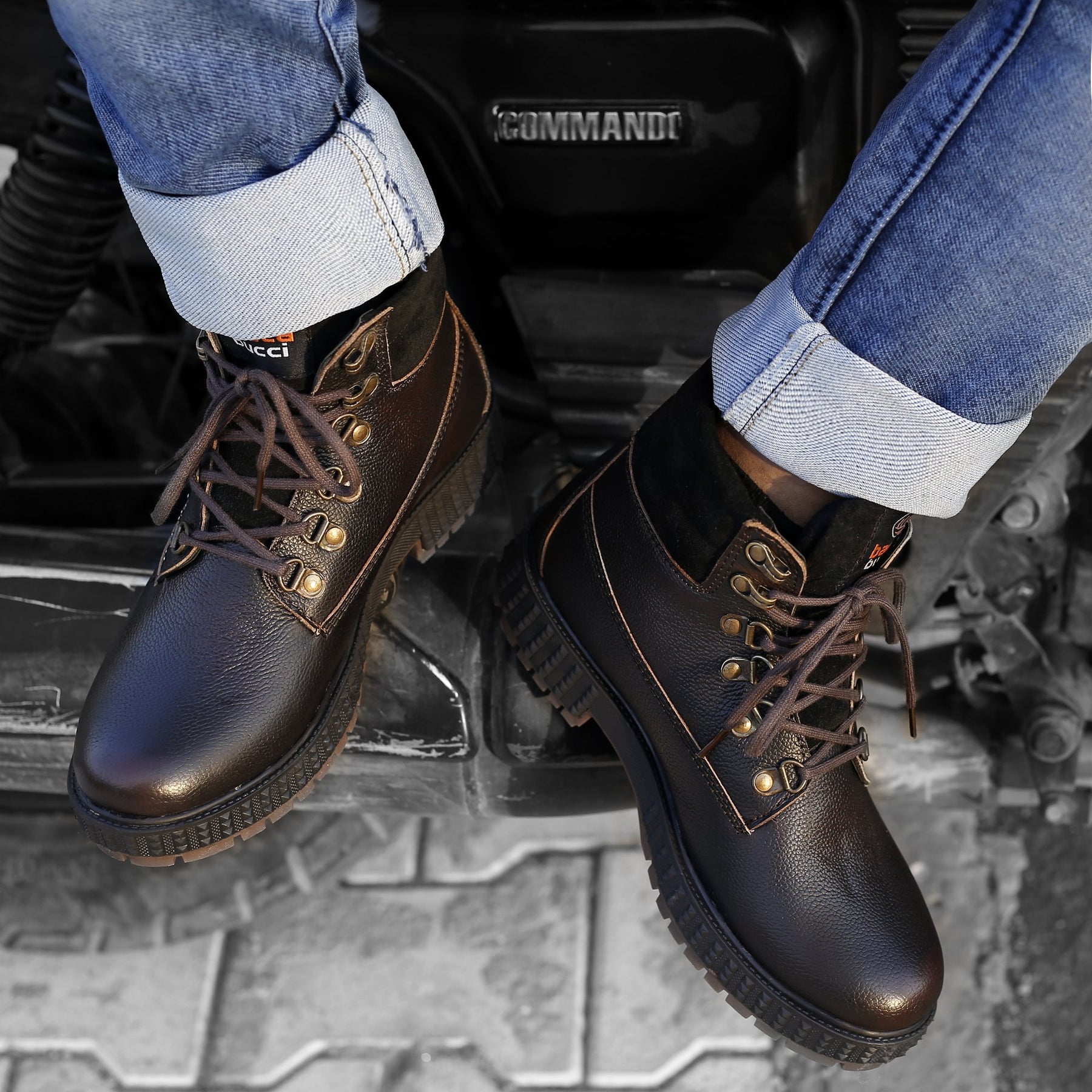 water resistant boots, leather boots for men, full grain leather boots, metal boots for men