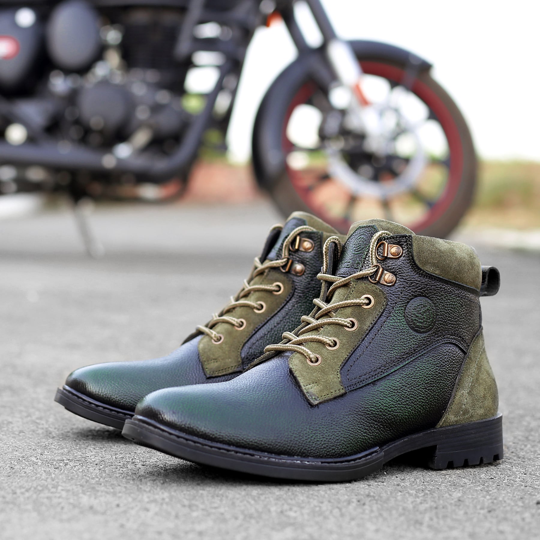 Bacca Bucci Men's METEOR Splashproof Leather Classic Fashion Boots for Bikers Trekking & Hiking | 6 Inches | Ankle Height