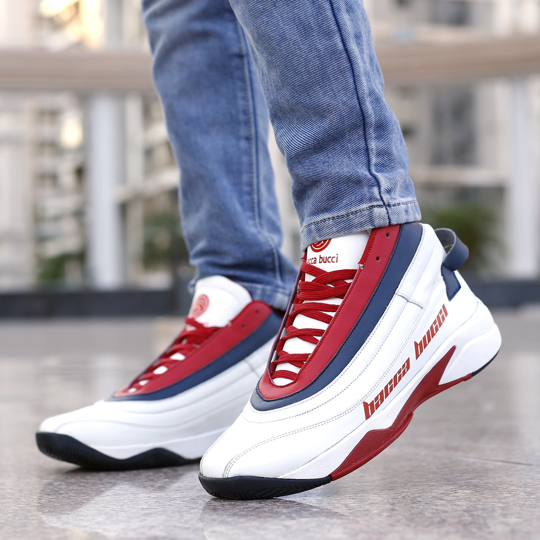 white sneakers for men, red white sneakers for men, casual mens fashion sneakers, high top sneakers, high sole shoes for men