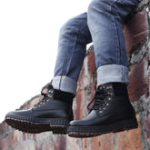 leather boots, leather boots for men, black leather boots, black lace up boots 