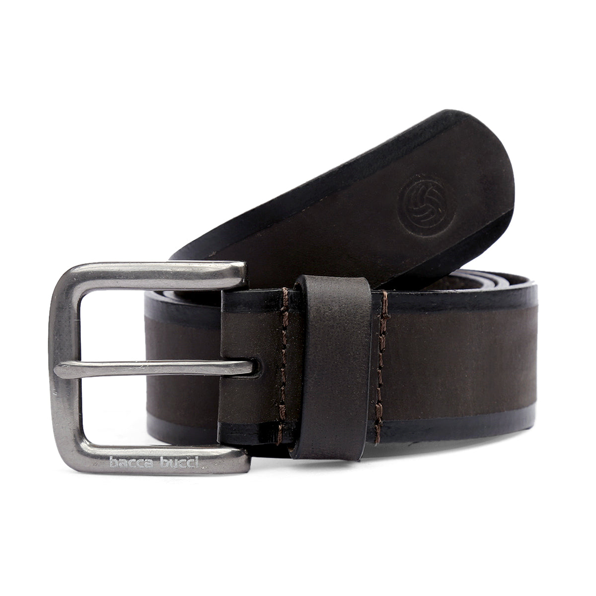Bacca Bucci Men's Casual Genuine Leather Jeans Belt 40 MM Wide 4 MM Thick Alloy Prong Buckle for Casual wear-Dark Grey