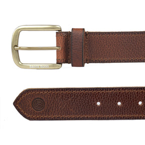 Bacca Bucci Genuine Leather one Row Stitch Jeans Belt 40 MM Wide 4 MM Thick for Casual wear-Bourbon Brown - Bacca Bucci