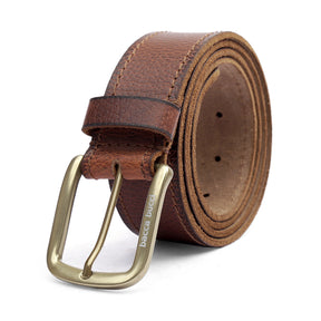 Bacca Bucci Genuine Leather one Row Stitch Jeans Belt 40 MM Wide 4 MM Thick for Casual wear-Bourbon Brown - Bacca Bucci