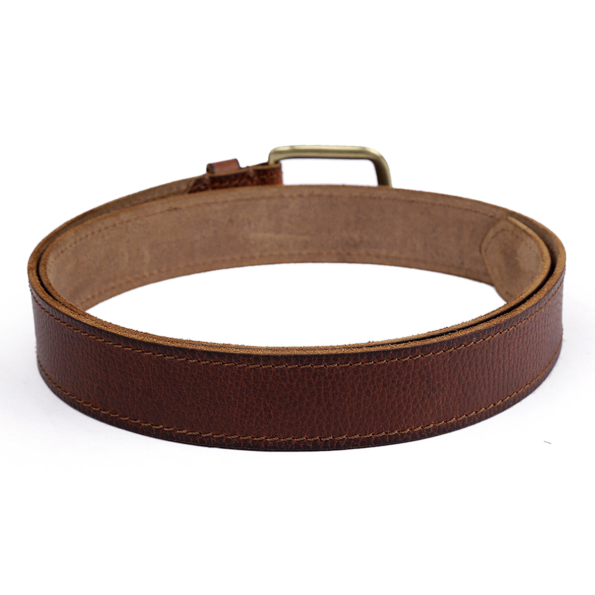 Bacca Bucci Genuine Leather one Row Stitch Jeans Belt 40 MM Wide 4 MM Thick for Casual wear-Bourbon Brown - Bacca Bucci