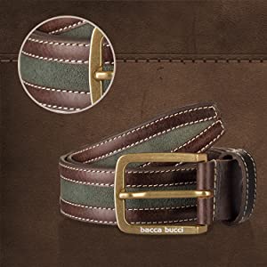 Bacca Bucci Genuine leather Casual Jeans belt 35 MM wide 4 MM thick - Bacca Bucci