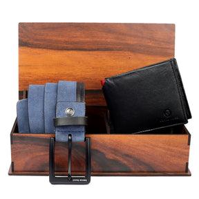 Men's Classic Dress belt with Genuine Suede leather & soft Leather Wallet combo Gift Set for men - Bacca Bucci