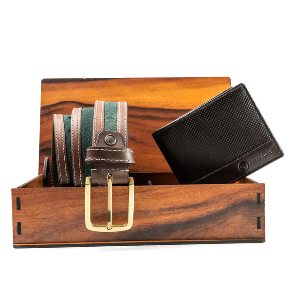 6pcs Men's Gift Set with Box Brown Leather Belt Ghana