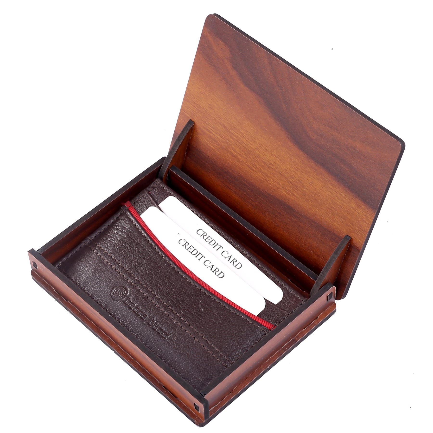 Bacca Bucci Unisex Genuine Leather Credit Card Holder Wallet | Gift Card Display Case | Minimalist Light Thin Card Storage case with RFID Blocking