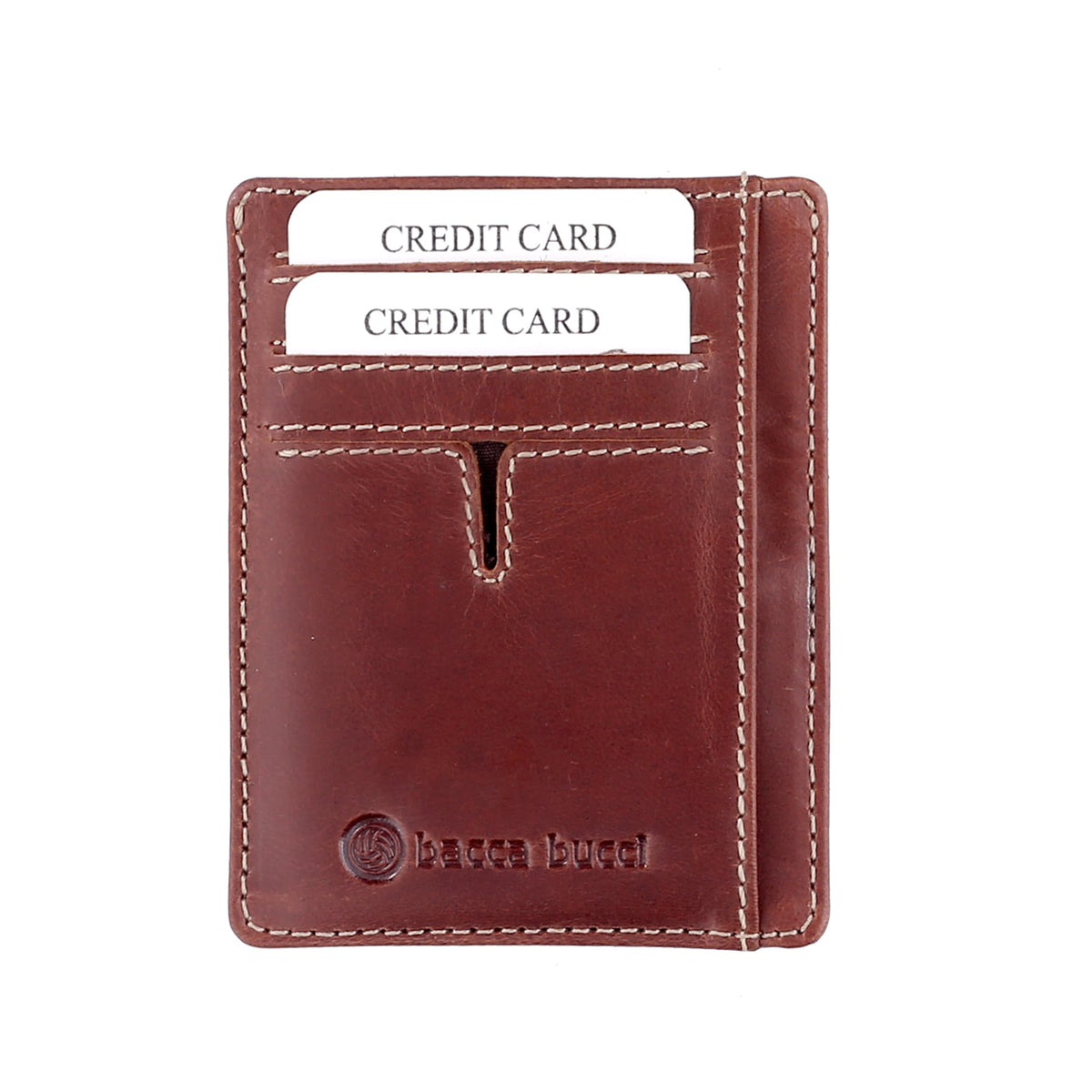 Bacca Bucci Genuine Leather Unisex Credit-Card Holder Wallet | Gift Card Display Case | Minimalist Light Thin Card Storage Case with RFID Blocking