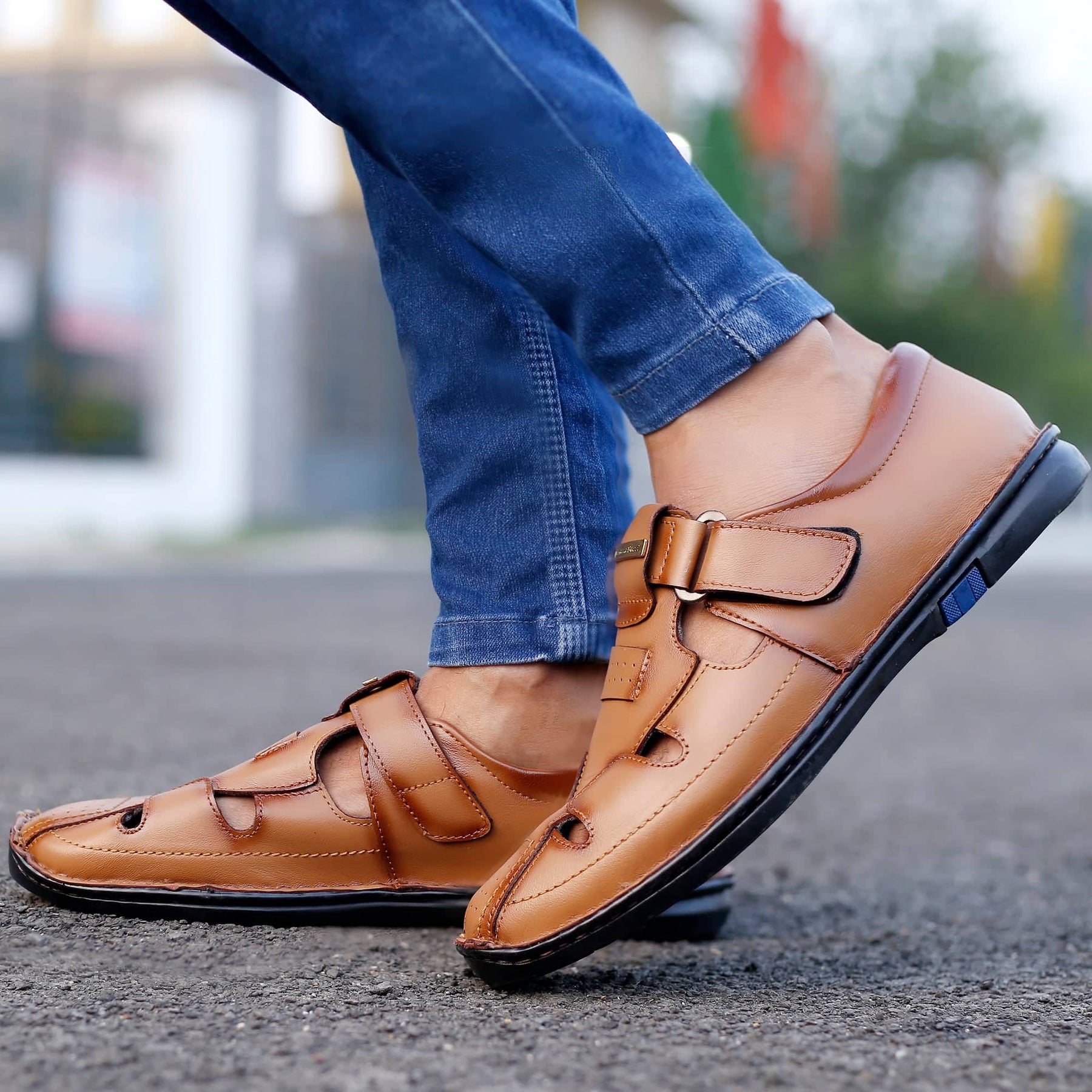 branded leather sandals for men