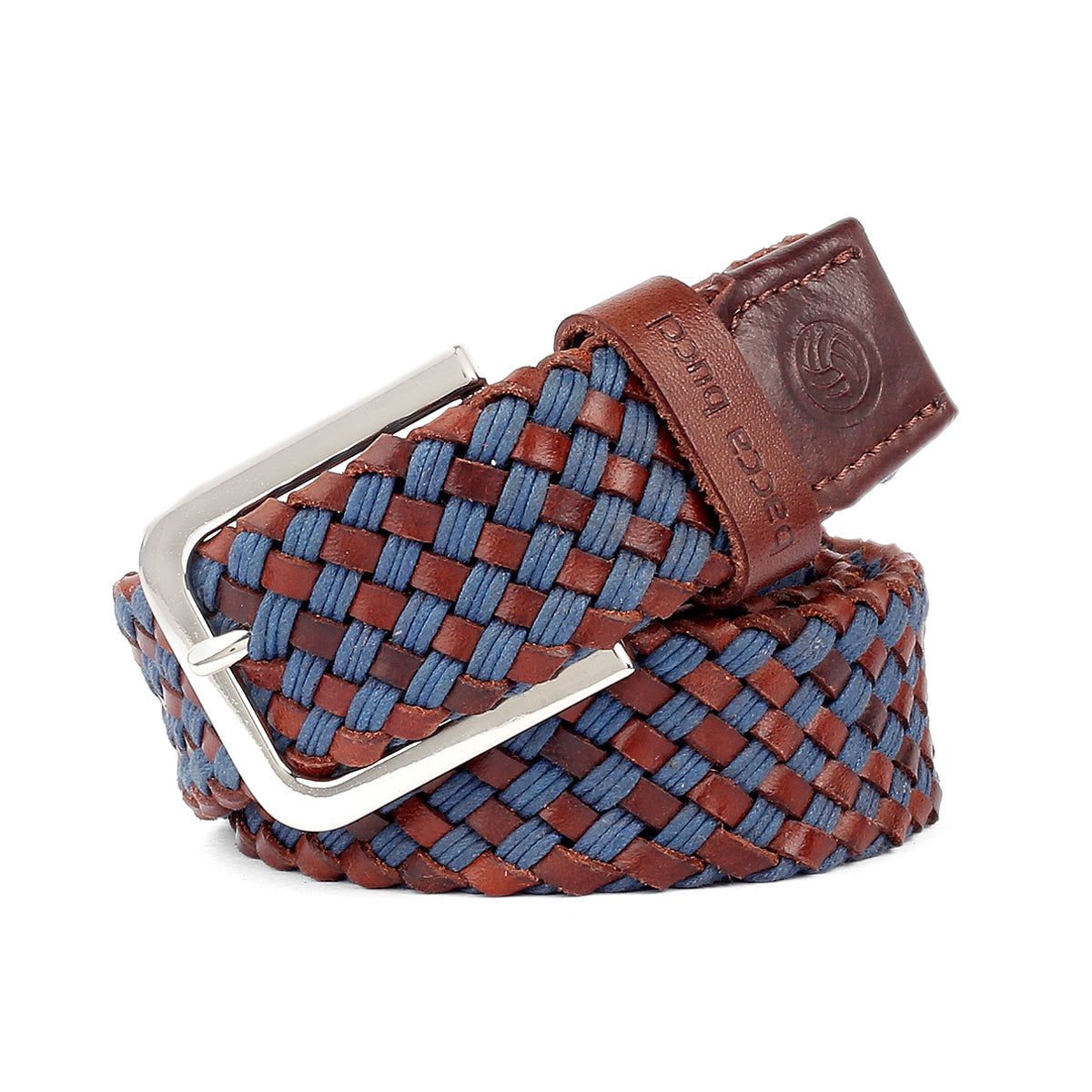 bacca bucci branded leather belt braided