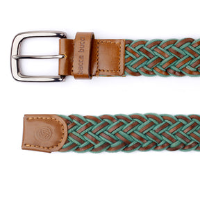 Bacca Bucci Italian Woven leather and Cotton Elastic braided belt for men with Alloy buckle